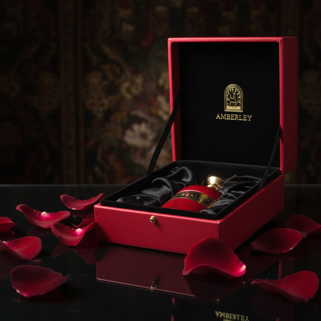 Amberley Amoroso gift box with rose petals